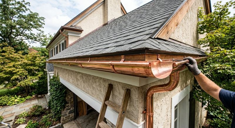 Residential Copper Gutter Installation